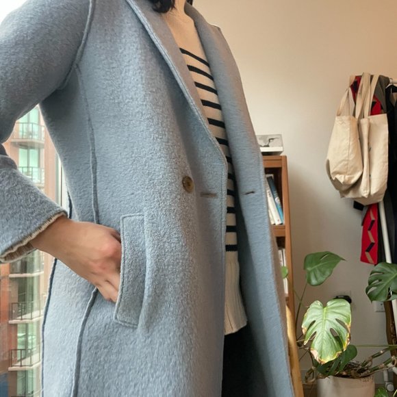 J. Crew Daphne Coat In Powder Blue Italian Boiled Wool (00) - Picture 3 of 8